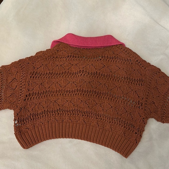 New ZARA POINTELLE KNIT CROP TOP - M - Picture 5 of 6